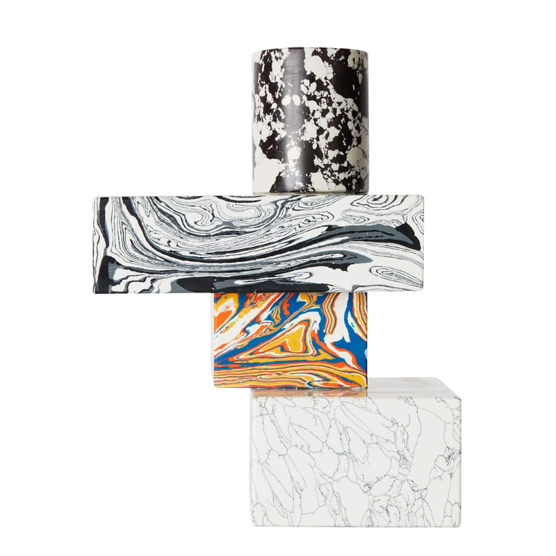 Decoration - Candles & Candle Holders - Swirl Multi Candelabra stone multicoloured / marble effect - Tom Dixon - Multicoloured - Pigments, Recycled marble powder, Resin