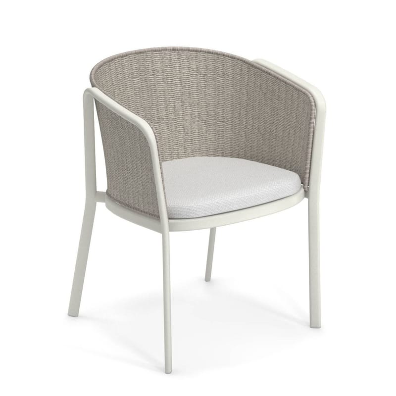 Mobilier - Chaises, fauteuils de salle à manger - Fauteuil Carousel / Corde synthétique - Emu - Blanc mat / Corde ivoire - Aluminium, Corde synthétique