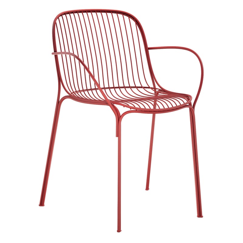 Mobilier - Chaises, fauteuils de salle à manger - Fauteuil HiRay métal rouge - Kartell - Rouge rouille - Acier galvanisé peint
