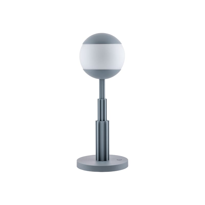Icônes - Luminaires iconiques  - Lampe sans fil rechargeable  métal verre gris / Aldo Rossi, 1991 - Ø 18 x H 47 cm - Alessi - Gris - Aluminium, Verre