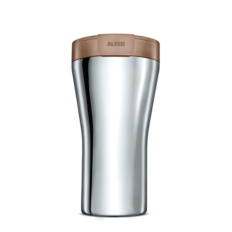 Table et cuisine - Tasses et mugs - Mug isotherme Caffa métal / 40 cl - Alessi - Marron / Acier - Acier inoxydable, Résine thermoplastique