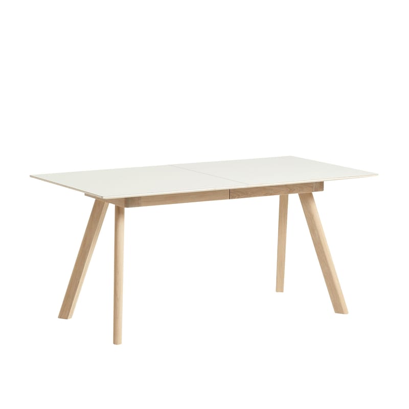 Mobilier - Tables - Table à rallonge CPH 30 / L 200 à 400 x larg. 90 cm - Stratifié - Hay - Stratifié : blanc / Piètement chêne - Chêne massif, Contreplaqué, Stratifié