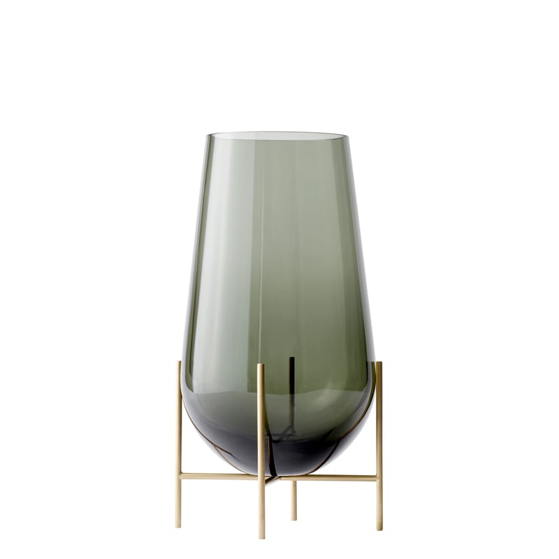 Décoration - Vases - Vase Echasse Medium métal verre gris or / H 45 cm - Audo Copenhagen - H 45 cm / Fumé & Laiton - Laiton massif, Verre