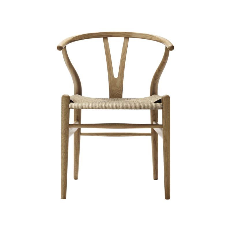 Mobilier - Chaises, fauteuils de salle à manger - Chaise CH24 - Wishbone Chair bois naturel / Hans J. Wegner, 1950 - Corde de papier - CARL HANSEN & SON - Chêne huilé FSC / Corde naturelle - Chêne massif huilé FSC, Corde en papier