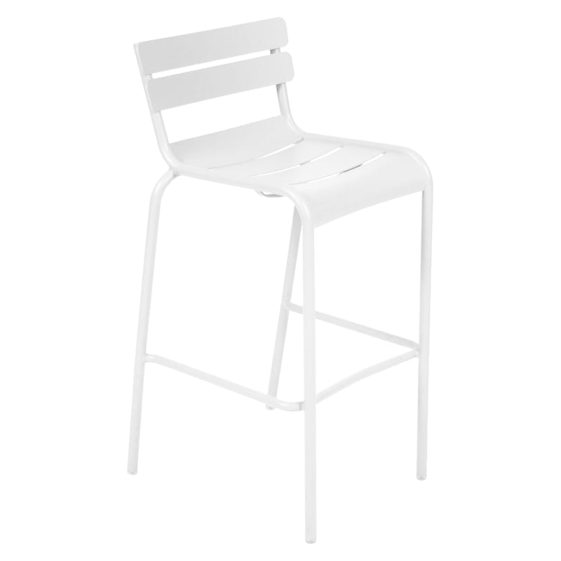 Mobilier - Tabourets de bar - Chaise de bar Luxembourg métal blanc / H 80 cm - Aluminium - Fermob - Blanc coton - Aluminium laqué