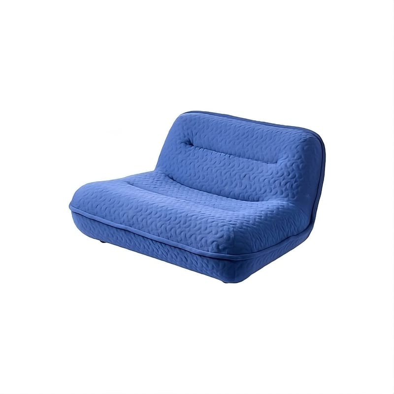 Mobilier - Canapés - Chauffeuse Puff tissu bleu / Chauffeuse XL - L 130 cm / Matelassé - Pols Potten - Bleu (matelassé) -  Plumes, Hêtre, Mousse, Tissu polyester