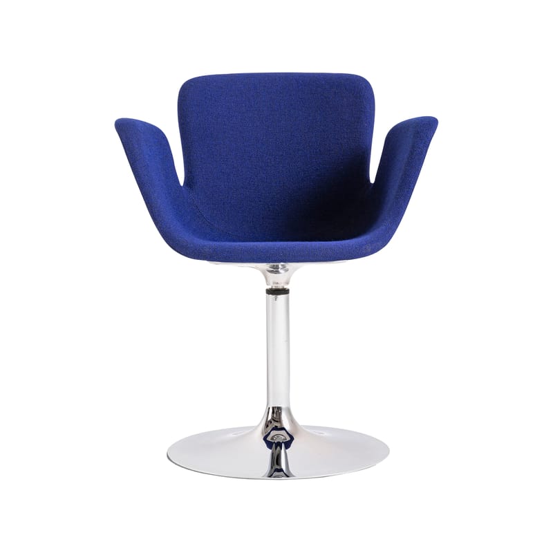 Möbel - Lounge Sessel - Drehsessel Juli Soft textil blau / Stoff - Cappellini - Blau / Verchromt - Gewebe, Polyurethan-Schaum, verchromtes Metall, Verstärktes Polypropylen