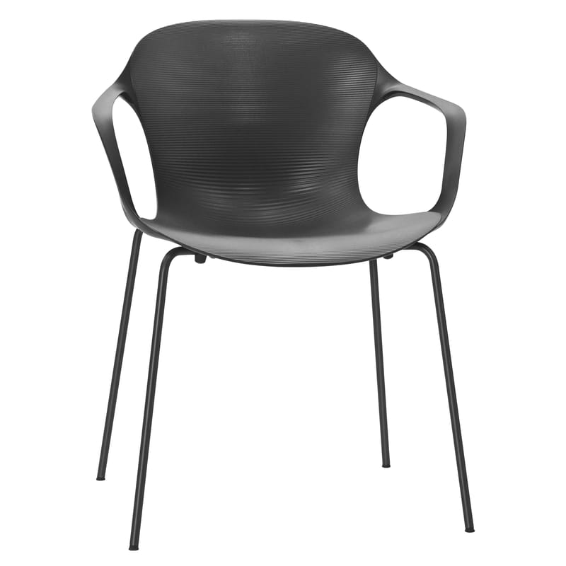 Mobilier - Chaises, fauteuils de salle à manger - Fauteuil empilable Nap plastique gris - Fritz Hansen - Gris - Acier laqué, Polyamide