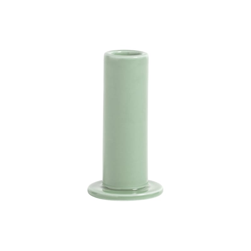 aktion - Top Angebote - Kerzenleuchter Tube Medium keramik grün / H 10 cm - Keramik - Hay - Minzgrün - Fayence