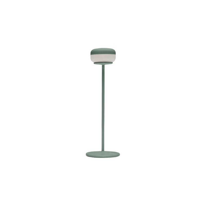 Luminaire - Lampes de table - Lampe extérieur sans fil rechargeable Cheerio LED métal vert / Ø 8 x H 25,8 cm - Fatboy - Vert sauge - ABS, Acier inoxydable, Silicone