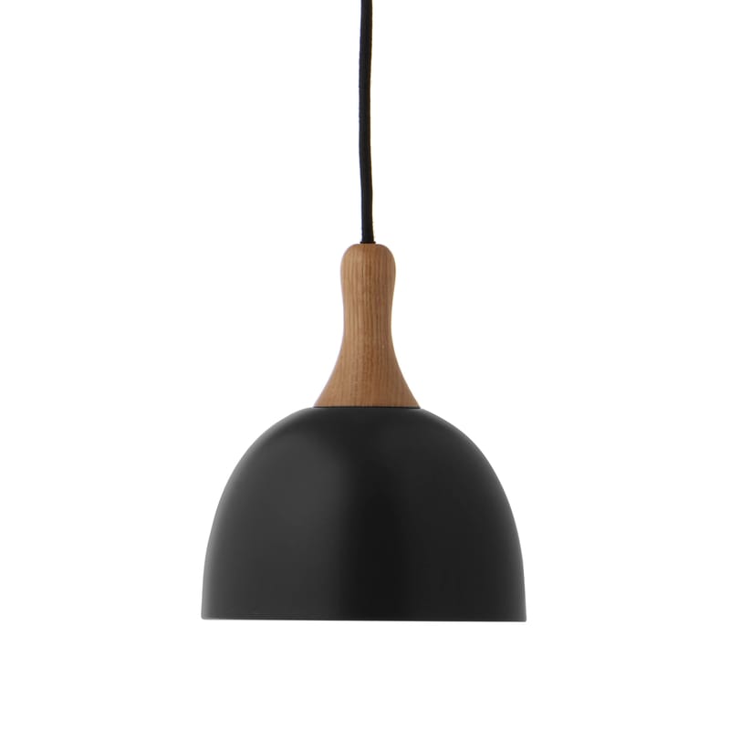 Luminaire - Suspensions - Suspension Topp métal noir / Ø 17,6 cm - Frandsen - Noir mat / Bois - Chêne, Métal peint