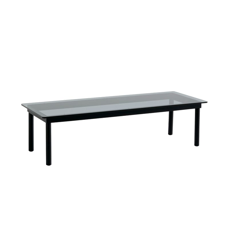 Mobilier - Tables basses - Table basse Kofi verre noir / 140 x 50 cm - Hay - Noir / Verre gris - Chêne massif laqué, Verre trempé teinté