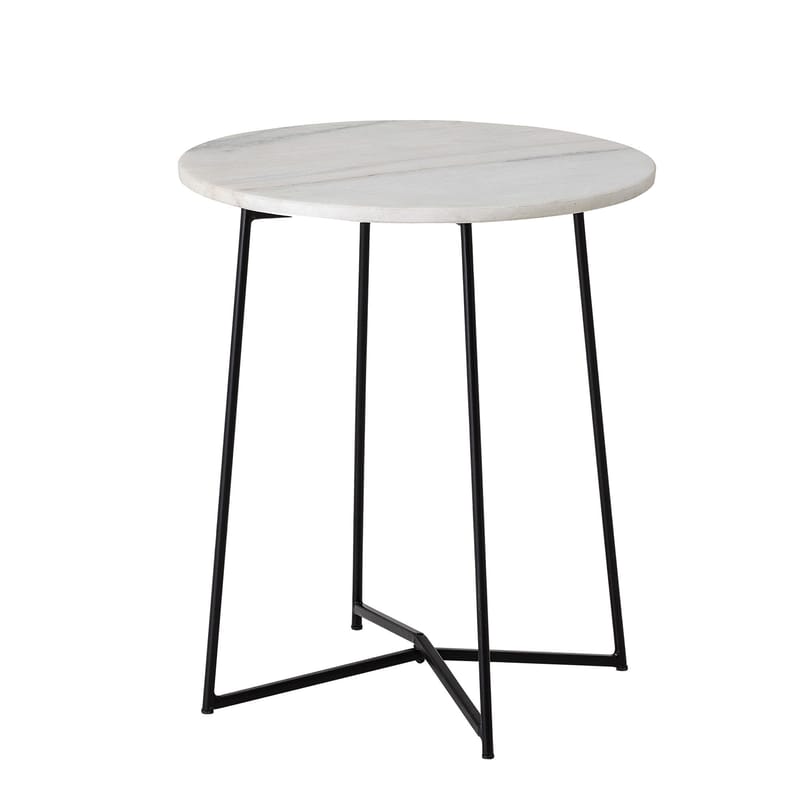 Mobilier - Tables basses - Table d\'appoint Anou pierre blanc / Marbre - Ø 40 cm - Bloomingville - Marbre blanc / Pied noir - Fer laqué, Marbre