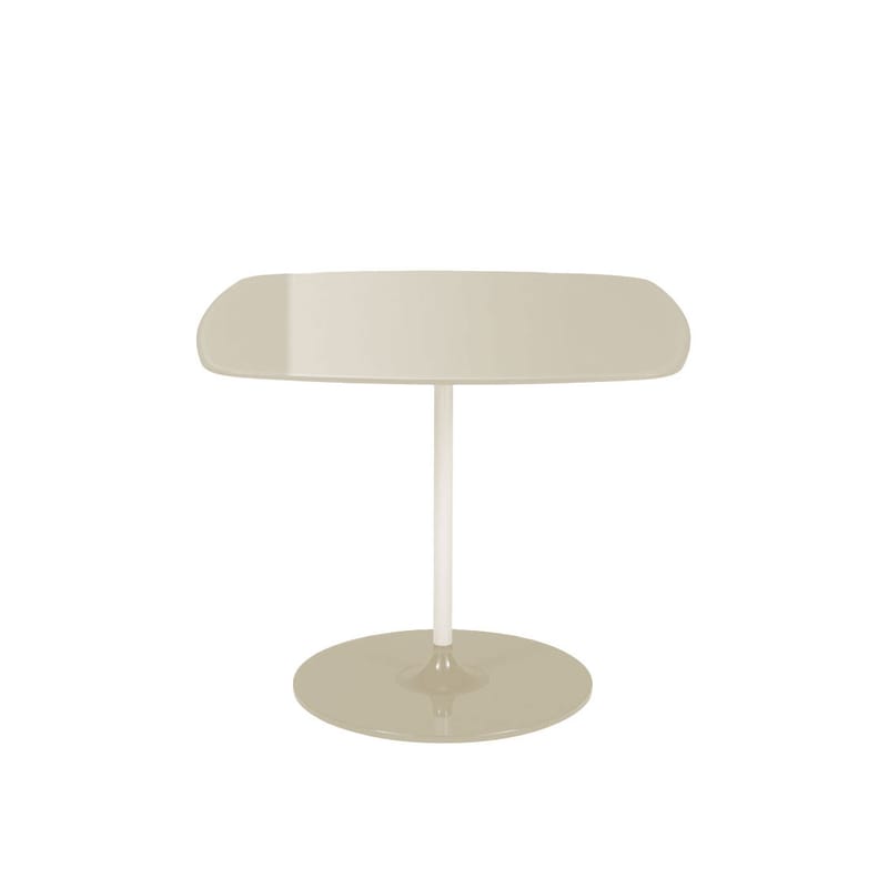 Mobilier - Tables basses - Table d\'appoint Thierry verre blanc / 50 x 50 x H 40 cm - Verre - Kartell - Blanc - Acier peint, Verre trempé