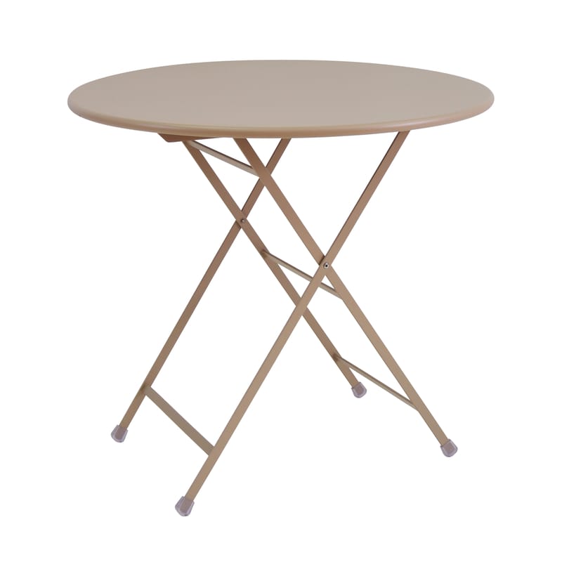 Jardin - Tables de jardin - Table pliante Arc en Ciel métal gris beige / Ø 80 cm - Emu - Tourterelle - Acier verni