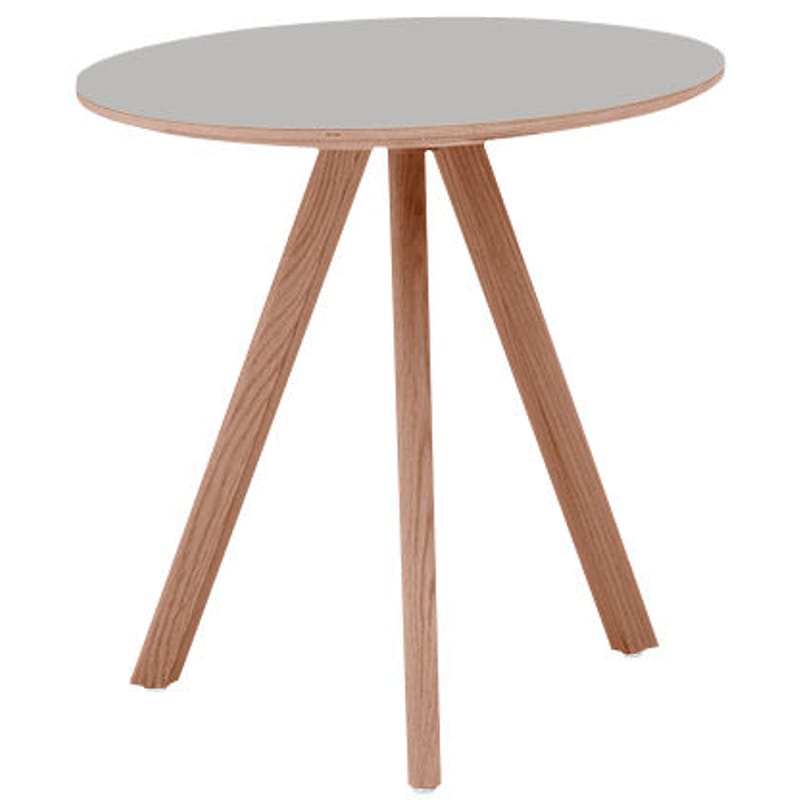 Mobilier - Tables - Table ronde Copenhague CPH 20  / Linoleum - Ø 90 - Hay - Gris (linoleum) / Chêne naturel -   Contreplaqué recouvert de Linoléum, Chêne massif