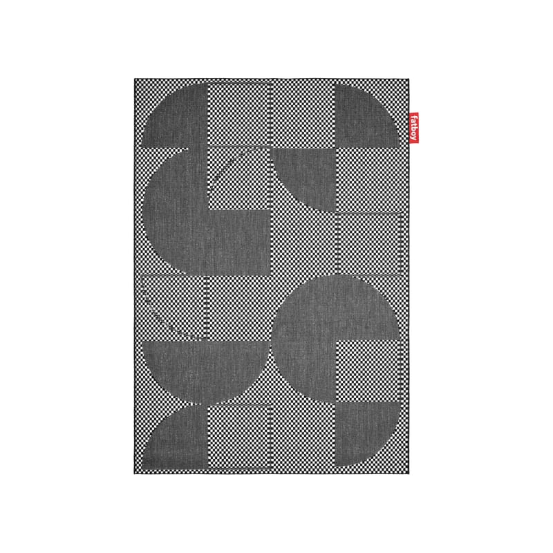 Décoration - Tapis - Tapis d\'extérieur Carpretty Petit tissu noir / 230 x 160 cm - Polypropylène tissé - Fatboy - Jigsaw / Noir & blanc - Polypropylène tissé