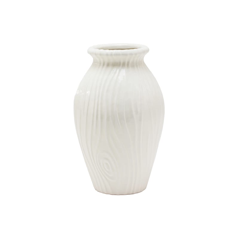 Décoration - Vases - Vase Wood Ware céramique blanc / H 33 cm - Porcelaine striée effet bois - Seletti - Blanc - Porcelaine