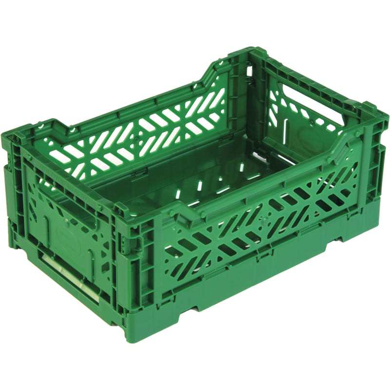 Mobilier - Meubles de rangement - Casier de rangement Mini Box plastique vert / Pliable - L 26,5 cm - AYKASA - Vert bouteille - Polypropylène