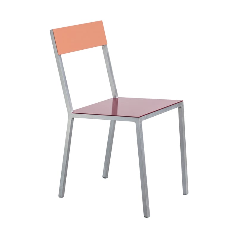 Mobilier - Chaises, fauteuils de salle à manger - Chaise Alu Chair métal rose rouge violet / Aluminium - valerie objects - Assise Bordeaux / Dossier rose - Aluminium