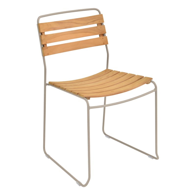 Mobilier - Chaises, fauteuils de salle à manger - Chaise empilable Surprising gris bois naturel - Fermob - Muscade / Bois - Acier peint, Teck huilé