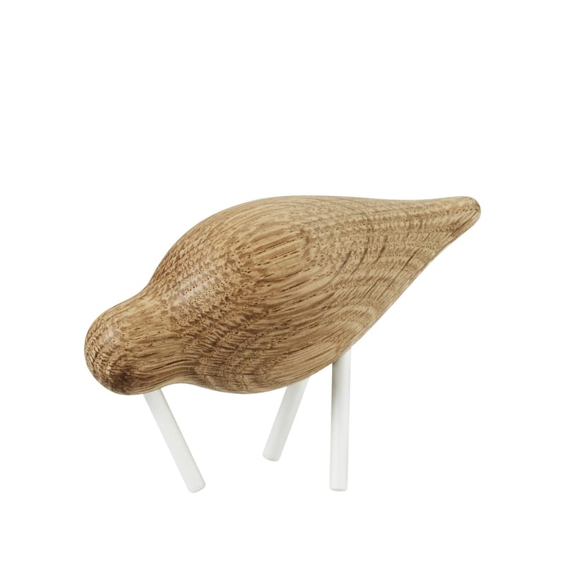 Interni - Oggetti déco - Decorazione Oiseau Shorebird S / L 11,5 cm x 7,5 cm - Normann Copenhagen - Quercia / Bianco - Acciaio laccato, Rovere massello