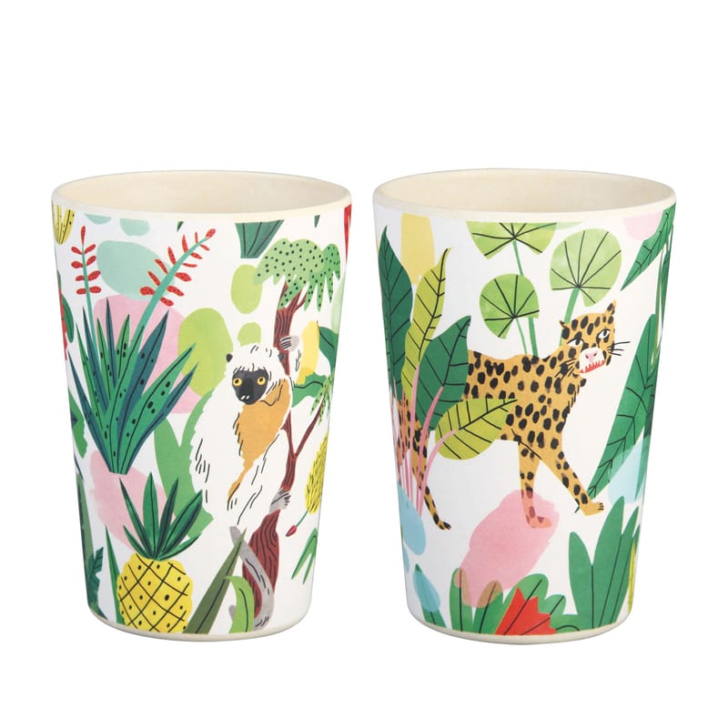Table et cuisine - Tasses et mugs - Gobelet Bodil bois multicolore / Set de 2 - Bambou - & klevering - Jungle tropicale - Fibre de bambou