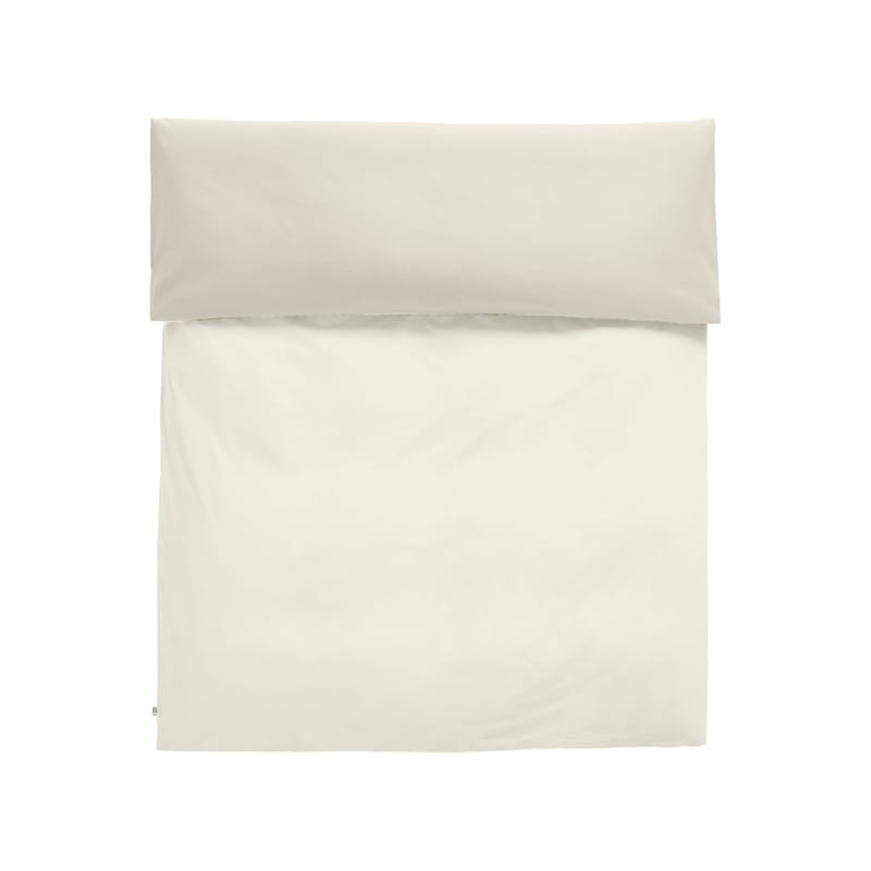 Tendances - Petits prix - Housse de couette 240 x 220 cm Duo tissu blanc beige / Coton Oeko-tex - Hay - Ivoire - Coton Oeko-tex