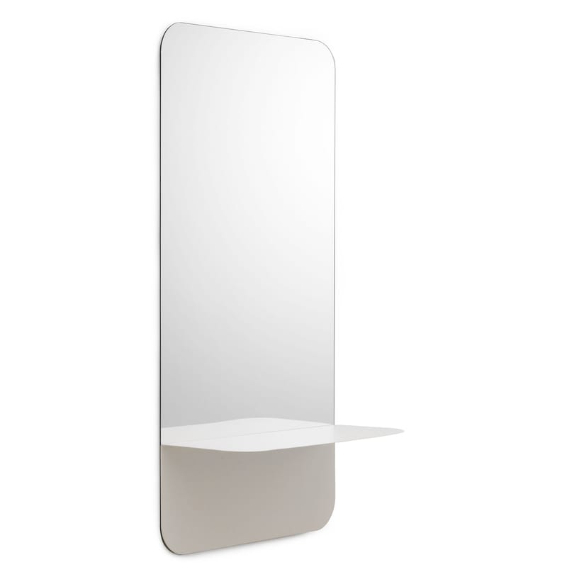 Décoration - Miroirs - Miroir mural Horizon   Vertical métal verre blanc / Etagère - L 40 x H 80 cm - Normann Copenhagen - Etagère blanche - Acier laqué, Verre