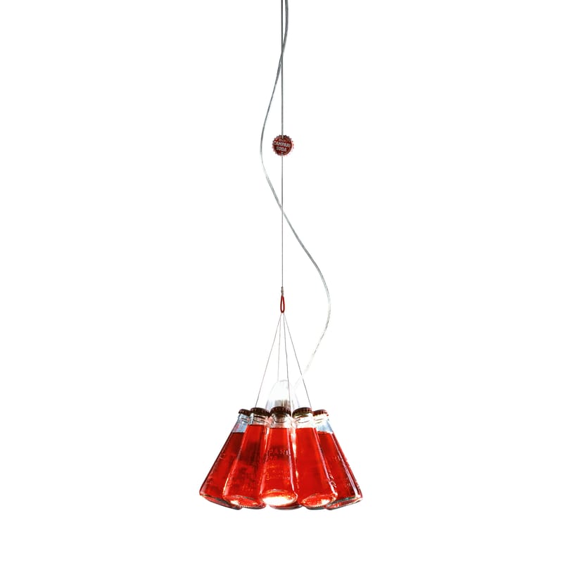 Lighting - Pendant Lighting - Campari Light Pendant glass red L 155 cm - Ingo Maurer - Red & white - Glass, Metal