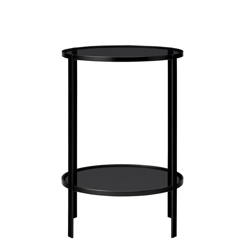 Mobilier - Tables basses - Table d\'appoint Fumi métal noir / Ø 40 x H 58 cm - AYTM - Noir - Fer laqué, Verre trempé