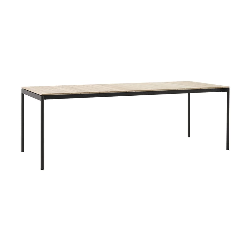 Jardin - Tables de jardin - Table rectangulaire Ville AV26 bois naturel / 220 x 90 cm - &tradition - Noir chaud / Teck - Acier, Teck