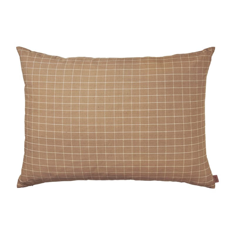 Décoration - Coussins - Coussin Brown Cotton tissu beige / 80 x 60 cm - Ferm Living - Quadrillage / Beige - Coton