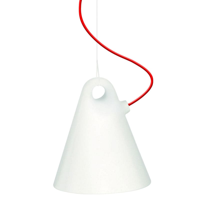 Luminaire - Lampes de table - Lampe d\'extérieur Trilly plastique blanc / Baladeuse poser ou suspendre - Martinelli Luce - Blanc / câble orange - Polyéthylène rotomoulé