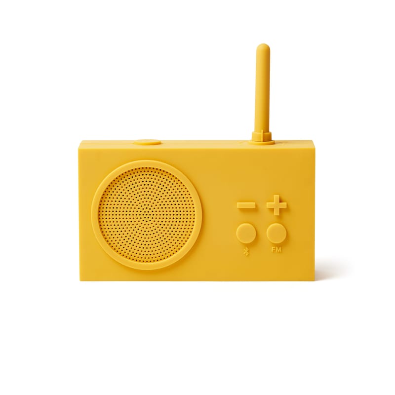 Décoration - High Tech - Radio portable Tykho 3 plastique jaune / Enceinte Bluetooth - Marc Berthier, 1997 - Lexon - Jaune - Gomme siliconée