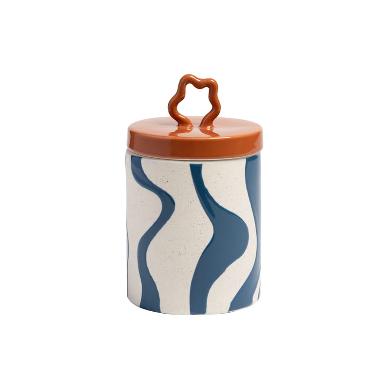 Tisch und Küche - Boxen und Aufbewahrung - Schachtel Liquid keramik blau / Ø 10.5 x H 18 cm - Keramik - & klevering - H 18 cm / Blau - Sandstein