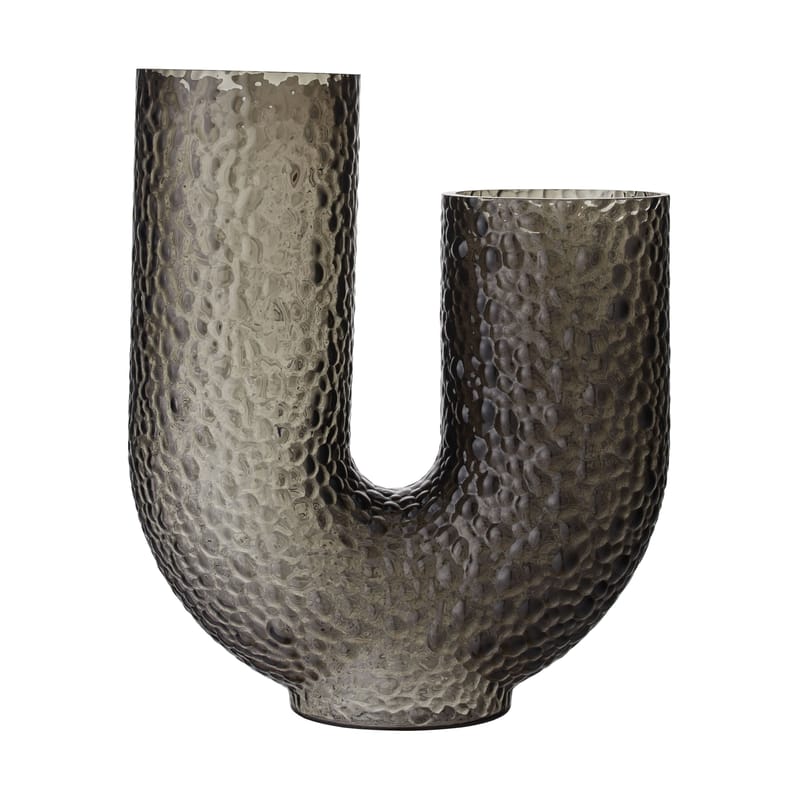 Decoration - Vases - Arura Large Vase glass grey / Textured glass - L 34 x H 40 cm - AYTM - H 40 cm / Grey - Mouth blown glass