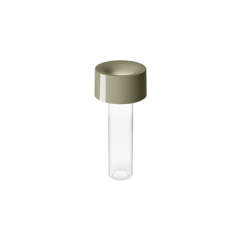 Décoration - Vases - Vase lumineux Fleur LED verre vert / Lampe sans fil - Ø 11 x H 24 cm - Foscarini - Vert sauge - ABS brillant, Verre borosilicaté