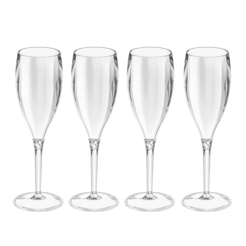 Tableware - Wine Glasses & Glassware - Cheers NO. 1 Champagne glass plastic material transparent Set of 4 - 10 cl - Koziol - Transparent - Plastic