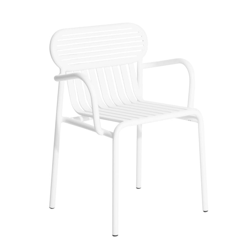 Mobilier - Chaises, fauteuils de salle à manger - Fauteuil bridge empilable Week-end métal blanc / Aluminium - Petite Friture - Blanc - Aluminium thermolaqué époxy