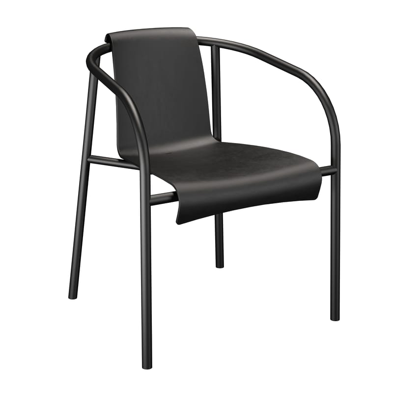Mobilier - Chaises, fauteuils de salle à manger - Fauteuil empilable Nami plastique noir / Plastique recyclé - Houe - Noir - Acier, Plastique recyclé