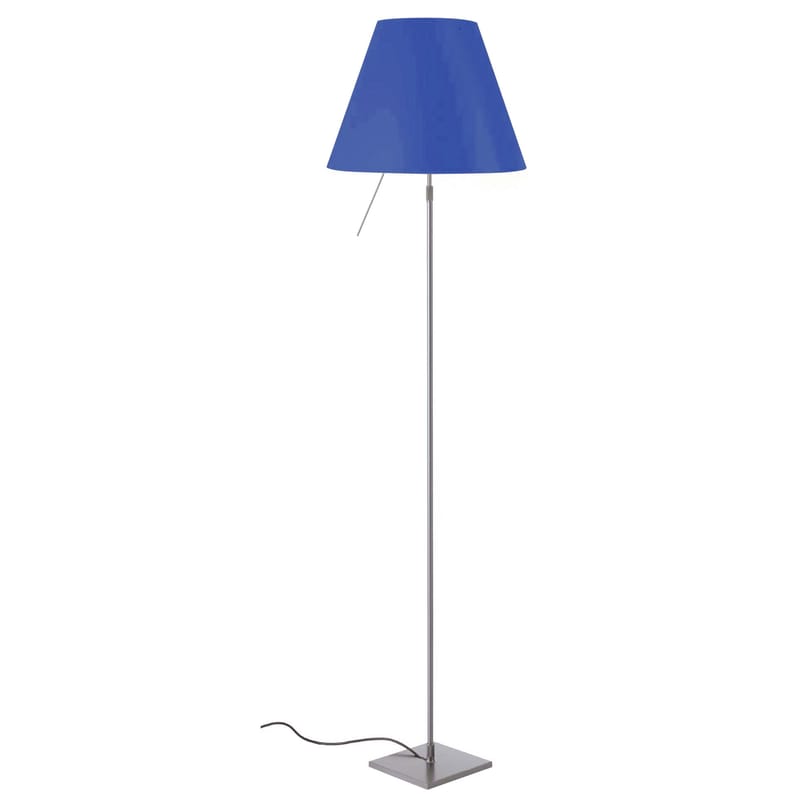 Luminaire - Lampadaires - Lampadaire Costanza plastique bleu / H 120 à 160 cm - Luceplan - Bleu / Pied aluminium - Aluminium peint, Polycarbonate