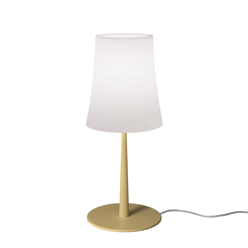Luminaire - Lampes de table - Lampe de table Birdie Easy Small plastique jaune / H 43 cm - Foscarini - Jaune Sable - Aluminium laqué, Polycarbonate