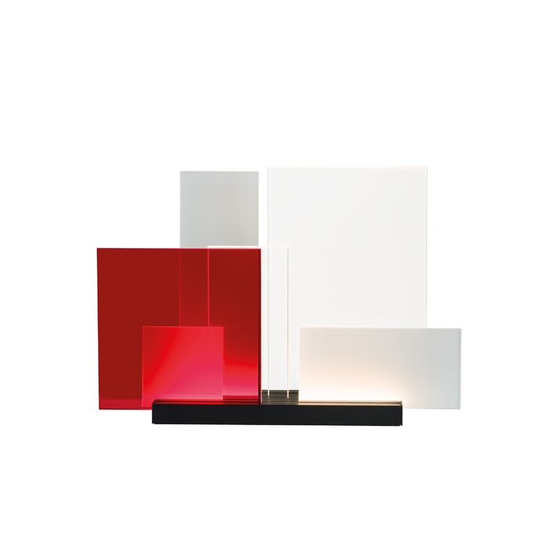 Luminaire - Lampes de table - Lampe de table On lines LED plastique rouge transparent / Modulable - Nemo - Transparent, satiné & rouge - Aluminium, Méthacrylate