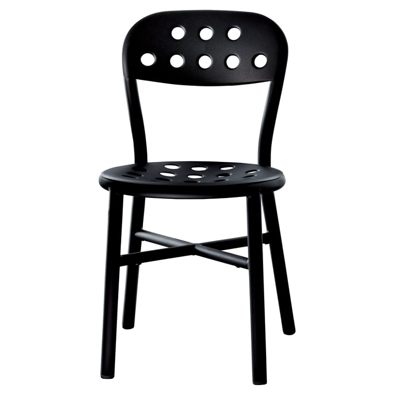Furniture - Chairs - Pipe Stacking chair metal black Metal - Magis - Black - Varnished aluminium, Varnished steel