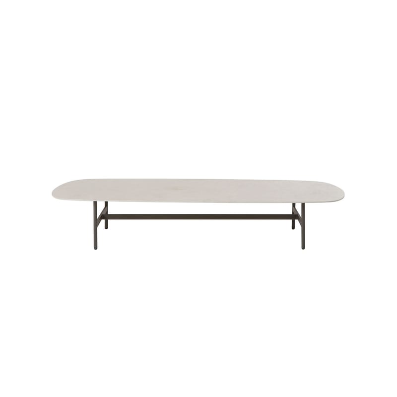 Mobilier - Tables basses - Table basse Calipso céramique blanc / 140 x 65 x H 25 cm - Ethimo - Blanc / Pied gris foncé - Aluminium, Céramique