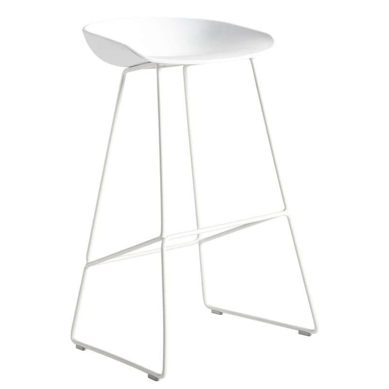 Mobilier - Tabourets de bar - Tabouret de bar About a stool AAS 38 métal plastique blanc / H 75 cm - Piètement luge acier - Hay - Blanc - Acier, Polypropylène