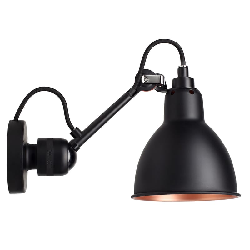 Luminaire - Appliques - Applique N°304 SW métal noir cuivre / Lampe Gras - DCW éditions - Noir / intérieur du diffuseur cuivre - Acier, Aluminium