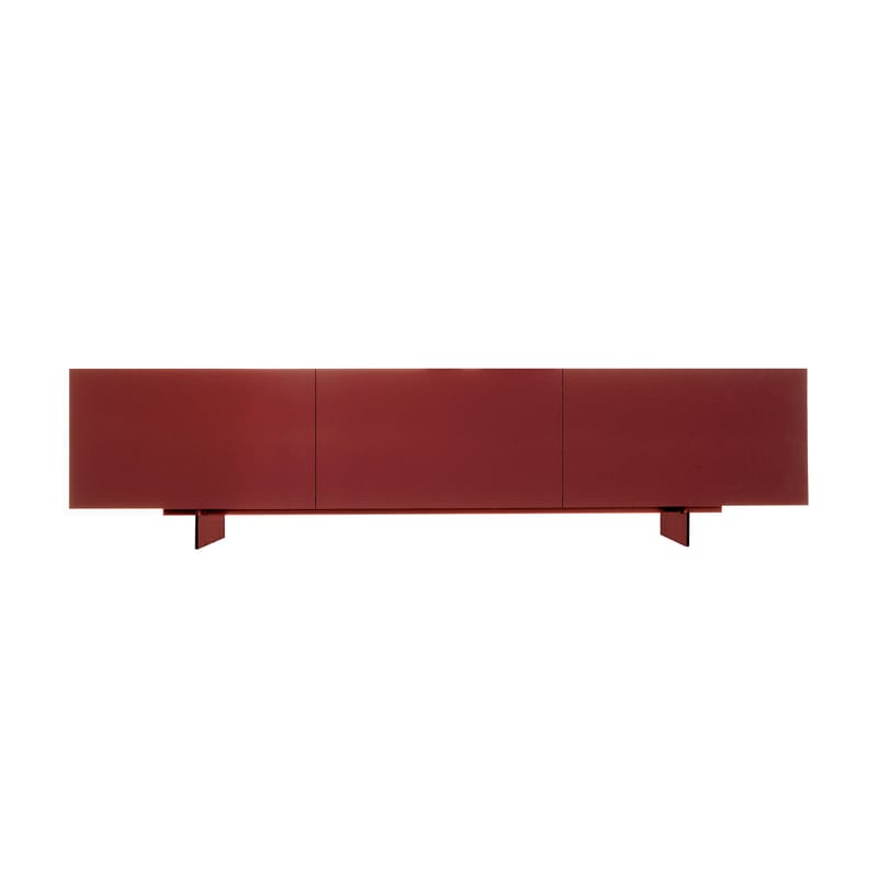 Mobilier - Commodes, buffets & armoires - Buffet Uni métal bois rouge violet / 3 portes - L 270 x H 67 cm - Cappellini - Bordeaux (mat) - MDF