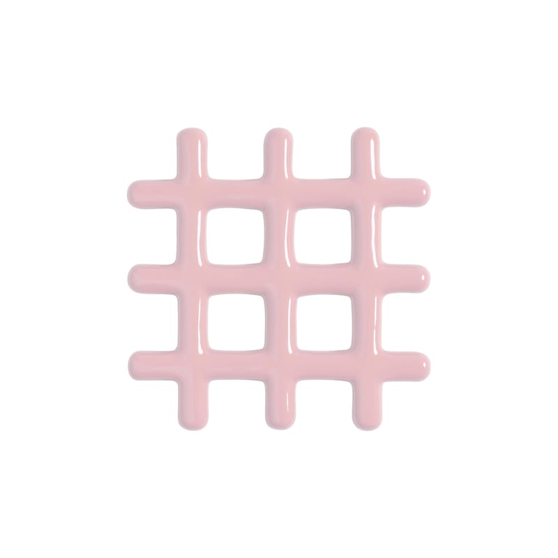 Table et cuisine - Dessous de plat - Dessous de plat Grid céramique rose / 19 x 19 cm - Grès - & klevering - Rose - Grès